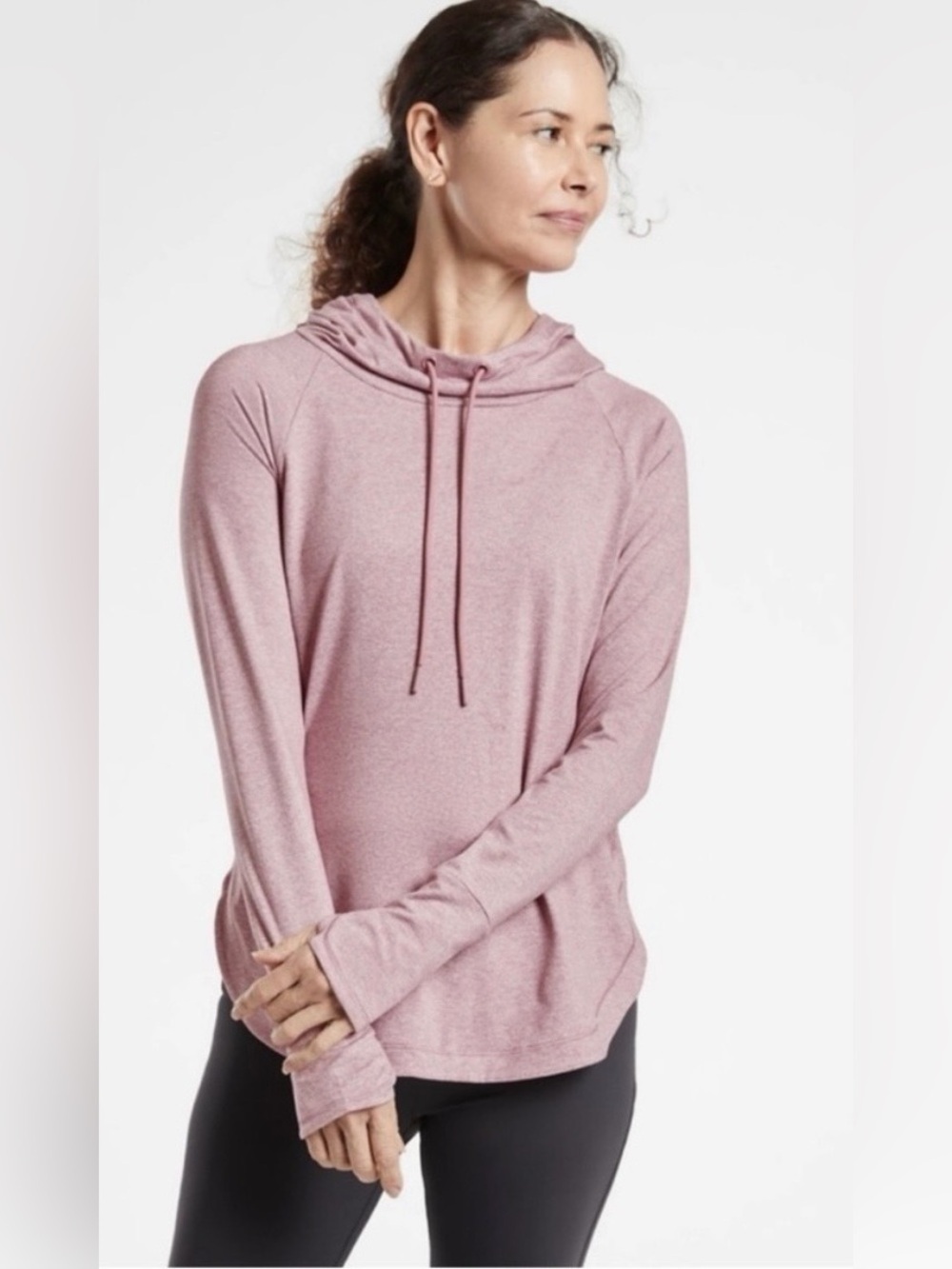 Athleta Uptempo Hoodie in Heathered Mauve Size Medium